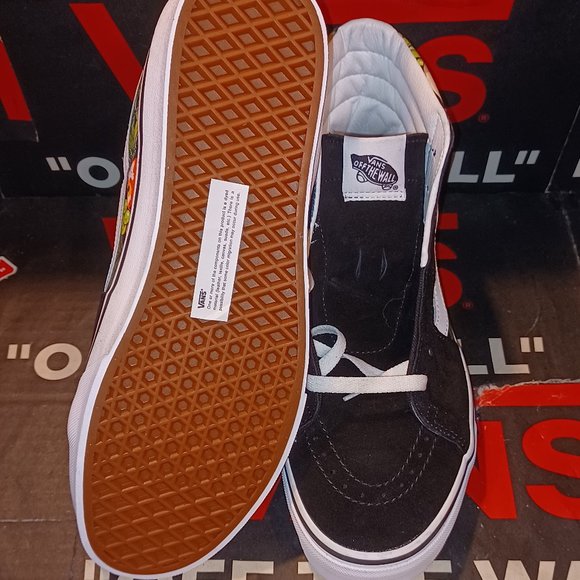 Vans Men's 8.5/Women's 10 Fruit Skull Sk8-Hi Sneakers Black/White VN0005U9BA2 - Picture 7 of 13